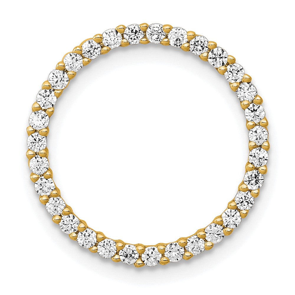 14K Gelbgold Poliert 3/8 Karat Diamant Kreis Kette Anhänger