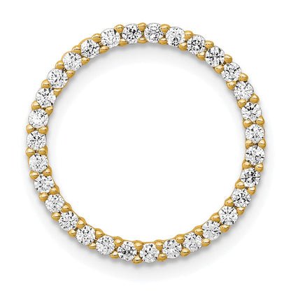 14K Gelbgold Poliert 3/8 Karat Diamant Kreis Kette Anhänger