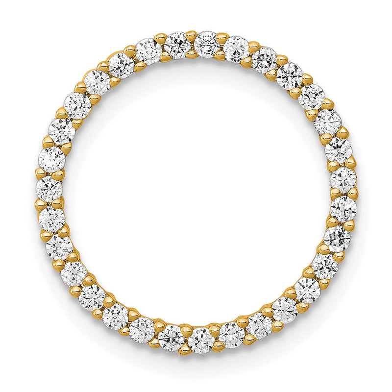 14K Gelbgold Poliert 3/8 Karat Diamant Kreis Kette Anhänger