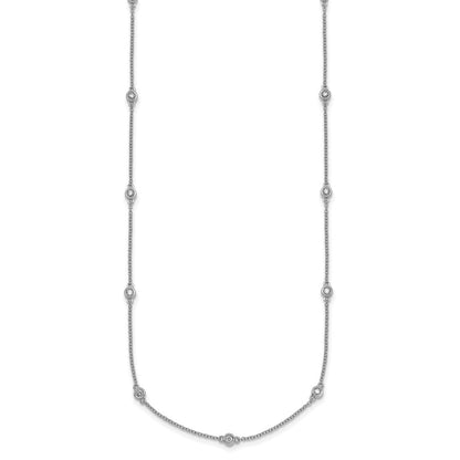 14K Weißgold Komplett 3/8 Karat Zargenfassung-set Diamant und Ankerkette Kette 17-station 20 Zoll Halskette