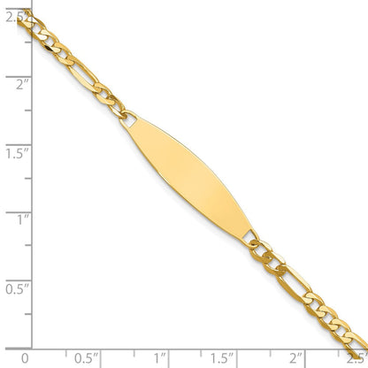 14K Gelbgold Poliert Massiv Kette/solid Platte 3.0mm Figaro Glieder 29x7.5mm Platte Id Armband