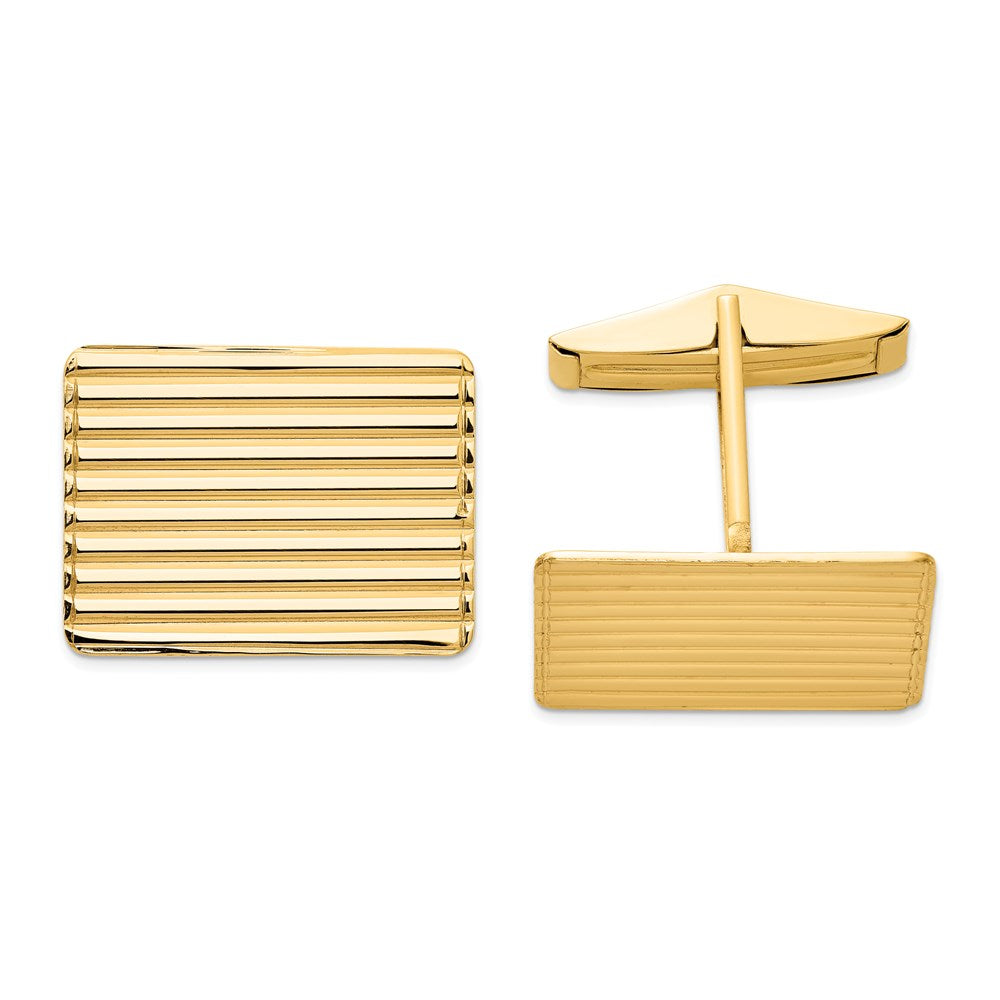 14K Gelbgold Herren Gerillt Manschette Knöpfe