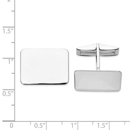 14K Weißgold Herren Rectangular Manschette Knöpfe