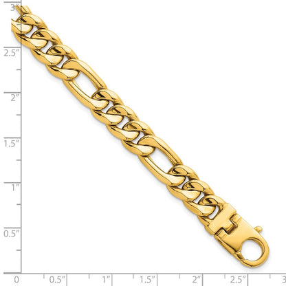 14K Gelbgold Poliert 8.75mm Flach Figaro Kette Herren Armband