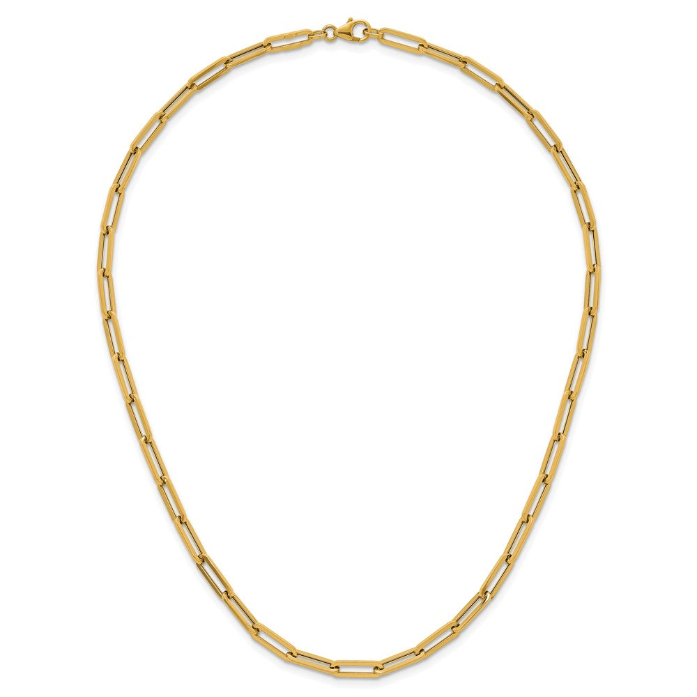 14K Gelbgold Poliert 4.3mm Büroklammer Glieder 18 Zoll Halskette