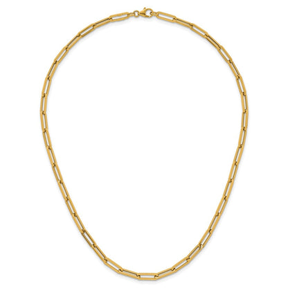 14K Gelbgold Poliert 4.3mm Büroklammer Glieder 18 Zoll Halskette
