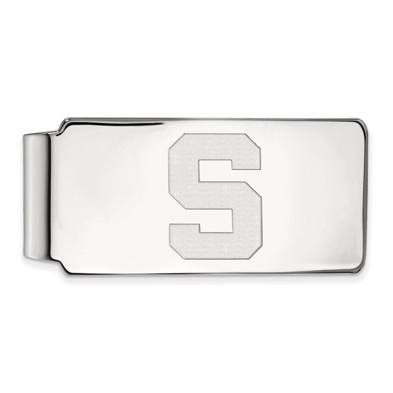 14K Weißgold Logoart Michigan State University Buchstabe S Geldklammer
