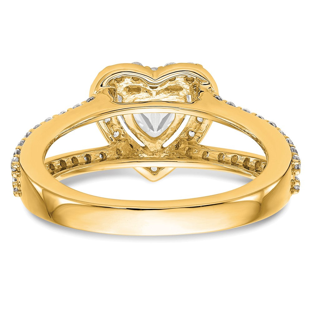 14K Gelbgold Diamant Herz Halbfassung Heiligenschein Verlobungsring