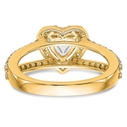 14K Gelbgold Diamant Herz Halbfassung Heiligenschein Verlobungsring