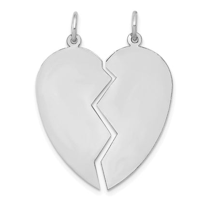14K Weißgold 2-teiliges gravierbares Herz-Charm-Set, 24 mm