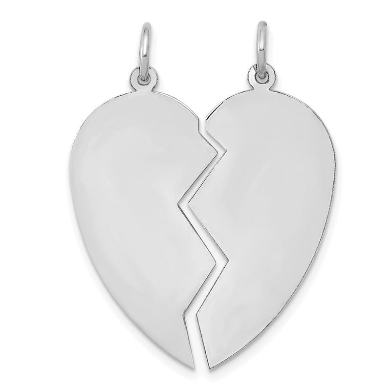 14K Weißgold 2-teiliges gravierbares Herz-Charm-Set, 24 mm