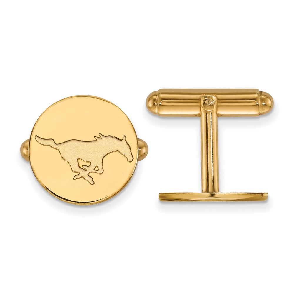 14K Gelbgold Gold Logoart Southern Methodist University Mustang Manschette Knöpfe