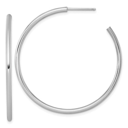 14K Weißgold Poliert 2.0 X 45mm Röhre C-hoop Ohrstecker