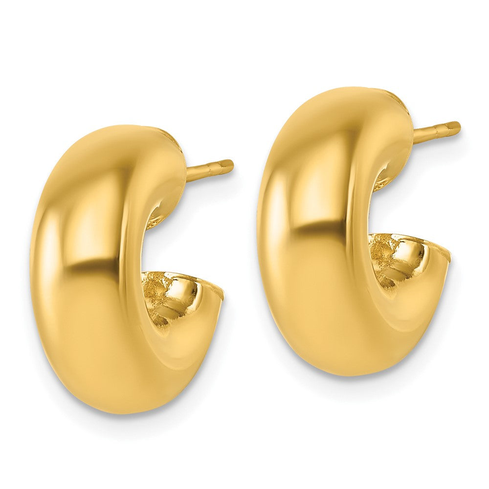 14K Gelbgold Poliert 6.00 X 15mm Röhre C-hoop Ohrstecker