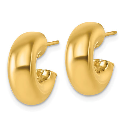 14K Gelbgold Poliert 6.00 X 15mm Röhre C-hoop Ohrstecker