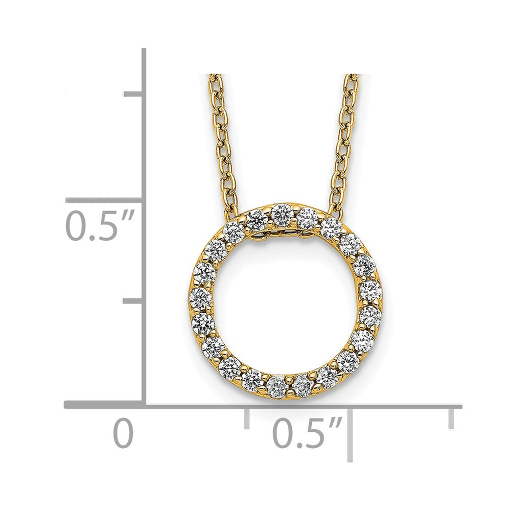 14K Gelbgold Poliert 1/4 Karat Diamant Kreis 18 Zoll Halskette