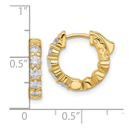 14K Gelbgold 1 Karat Diamant Rund Creole mit Sicherheits Verschluss Ohrringe