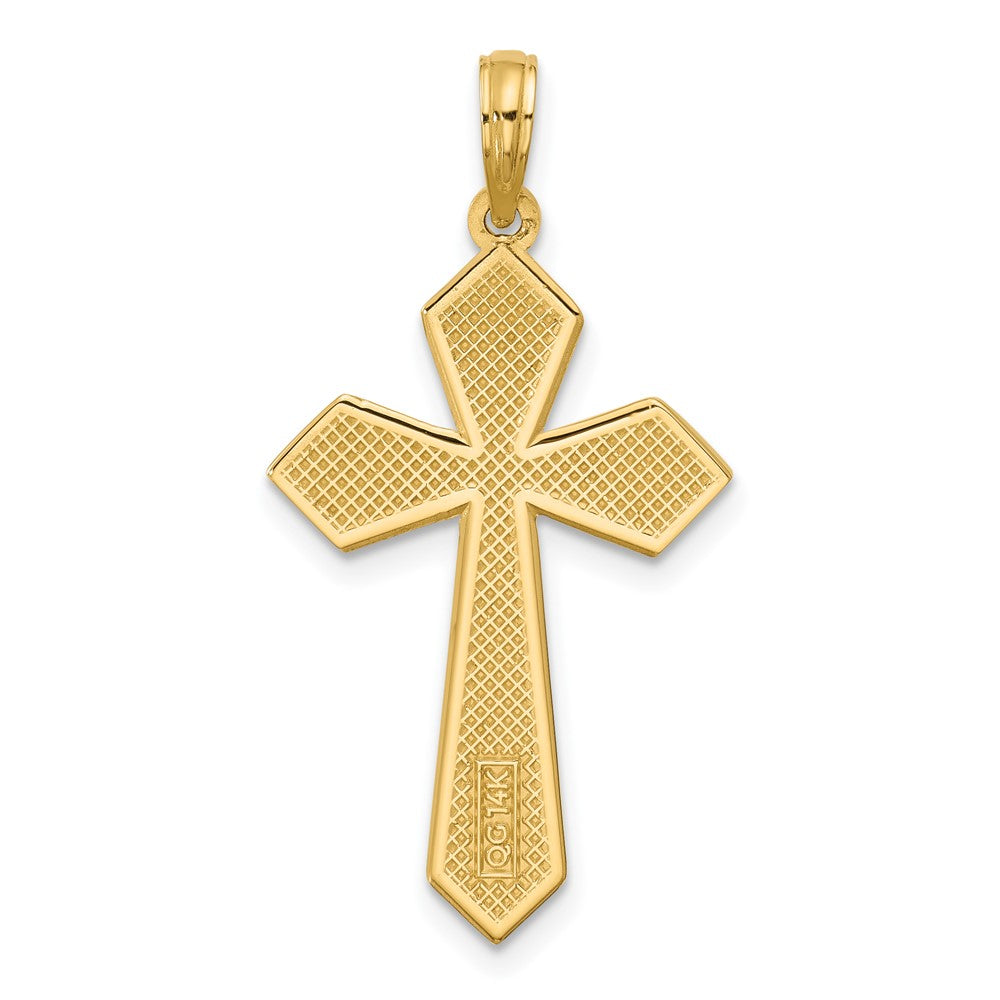 14K Gelbgold Poliert Pointed Christlich Kreuz Anhänger