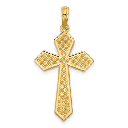 14K Gelbgold Poliert Pointed Christlich Kreuz Anhänger