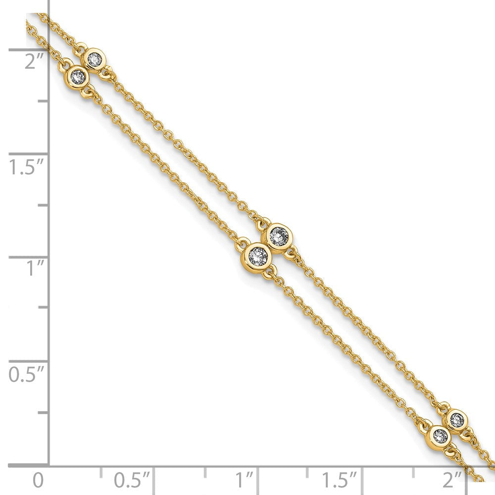14K Gelbgold Komplett 1/4 Karat Diamant Multi-station Doppelt Strang 7 Zoll Armband