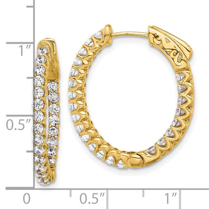 14K Gelbgold 1.6 Karat Diamant In/out Oval Creole mit Sicherheits Verschluss Ohrringe