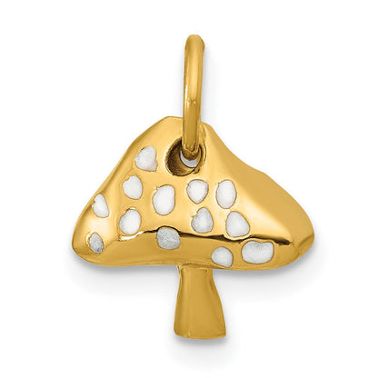 14K Gelbgold Emaillierter Geschwungener Fliegenpilz-Charm