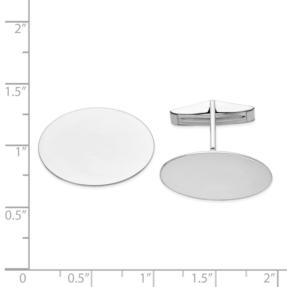 14K Weißgold Herren Oval Manschette Knöpfe