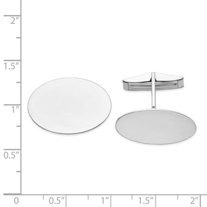 14K Weißgold Herren Oval Manschette Knöpfe