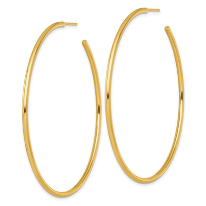 14K Gelbgold Poliert 2.0 X 65mm Röhre C-hoop Ohrstecker