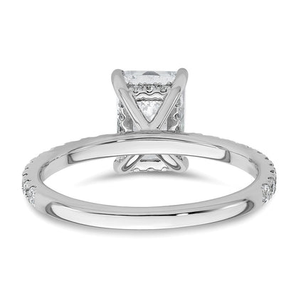 14K Weißgold 2K Zertifizierter Laborgezüchteter Diamant VS/SI+ G+ Radiant Solitär Verlobungsring mit Flair