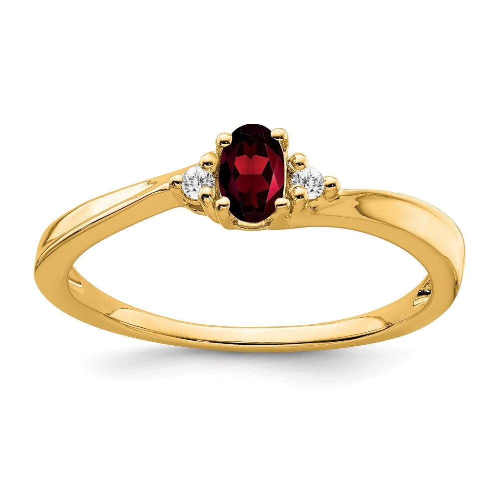 14K Gelbgold 5x3 Oval January/garnet und Diamant Ring