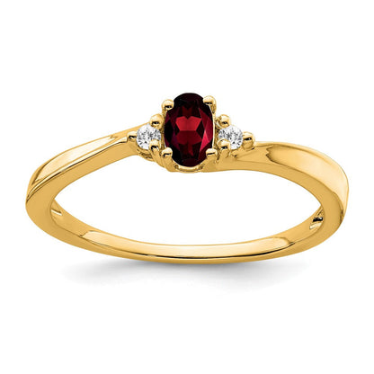 14K Gelbgold 5x3 Oval January/garnet und Diamant Ring