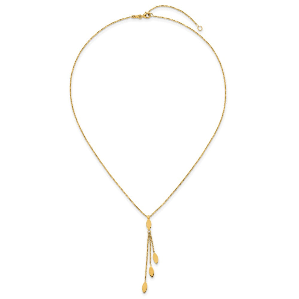 14K Gelbgold Poliert Oval 3-dangles 16 Zoll Halskette Plus 2 Zoll Verlängerung