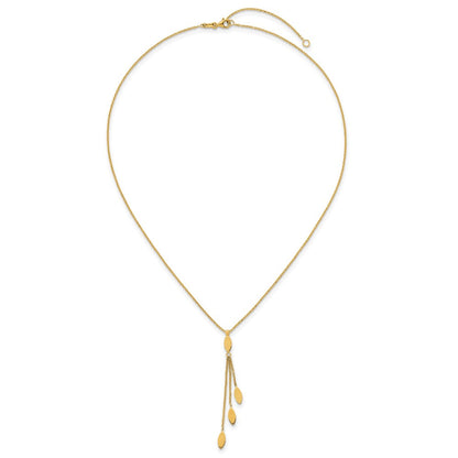 14K Gelbgold Poliert Oval 3-dangles 16 Zoll Halskette Plus 2 Zoll Verlängerung