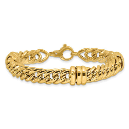 14K Gelbgold Poliert 10mm Fantasie Panzer Glieder Gliederarmband
