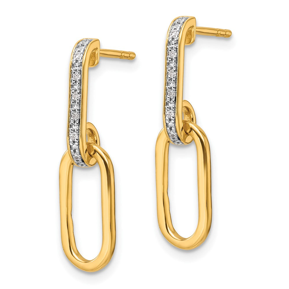 14K Gelbgold Diamant-Büroklammer-Glieder-Ohrhänger mit Poststecker, poliert, 0,05K