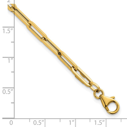 14K Gelbgold Poliert 4mm Büroklammer Glieder 7.5 Zoll Armband