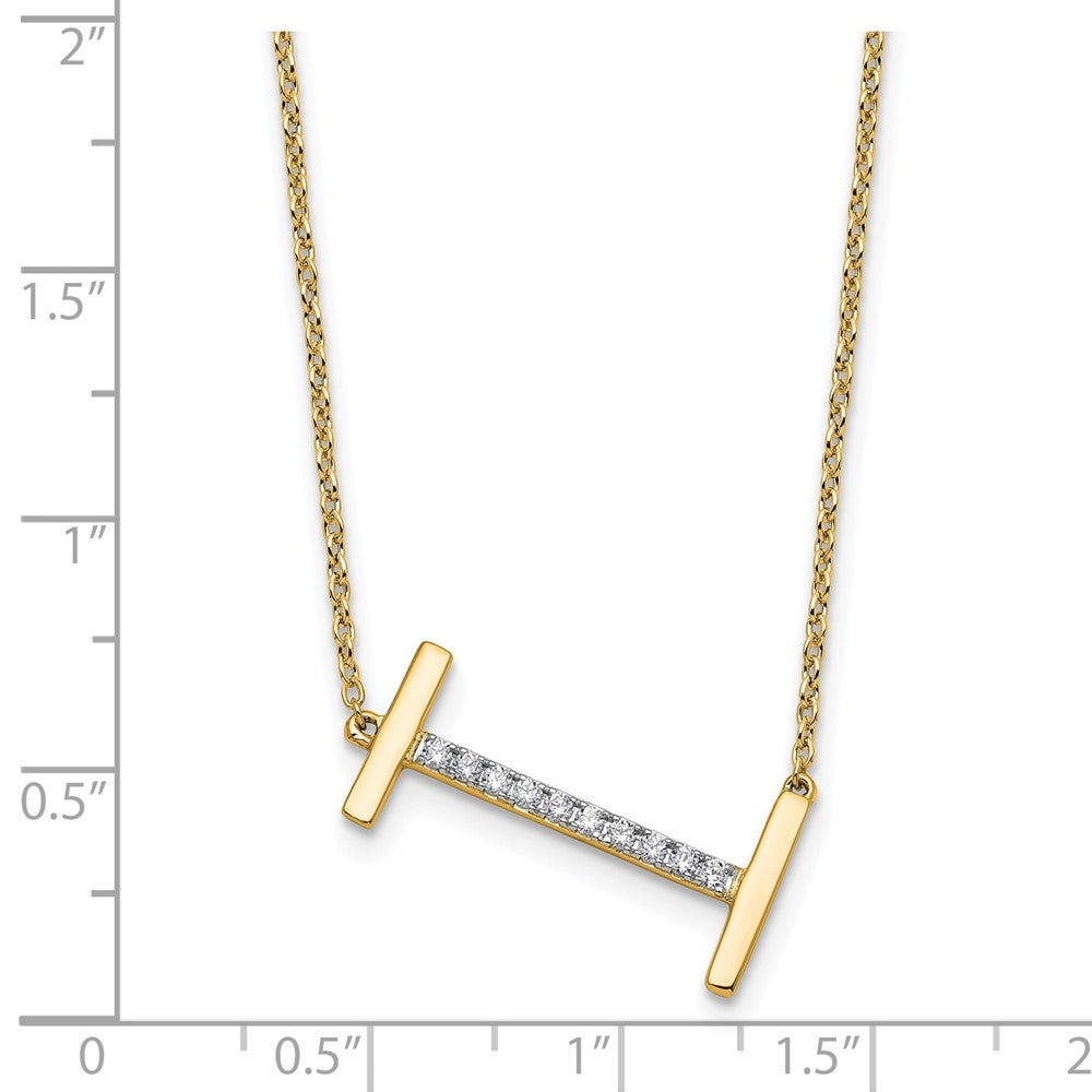 14K Gelbgold Seitlich Diamant Initiale I 18 Zoll Halskette