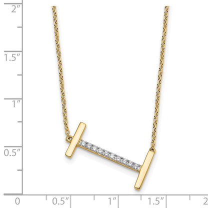 14K Gelbgold Seitlich Diamant Initiale I 18 Zoll Halskette
