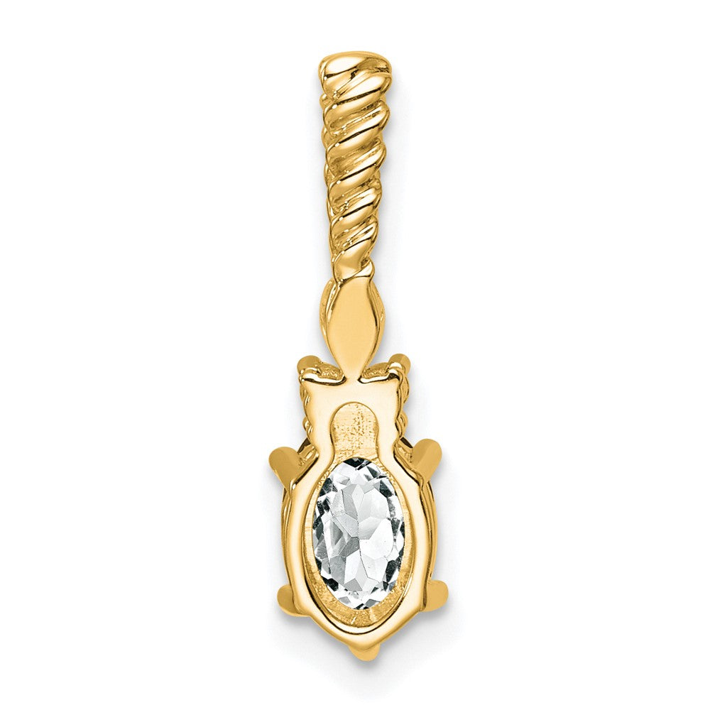 14K Gelbgold Diamant und 7x5 Oval April/ Topas Gedreht Kette Anhänger