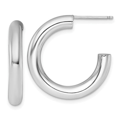 14K Weißgold Poliert 4.0 X 25mm Röhre C-hoop Ohrstecker