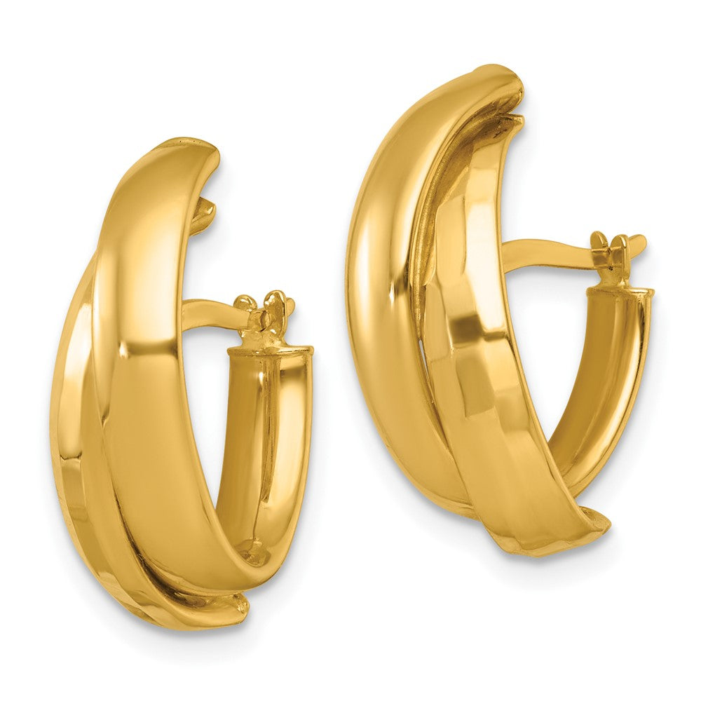 14K Gelbgold Poliert Fantasie Doppelt J- Creolen