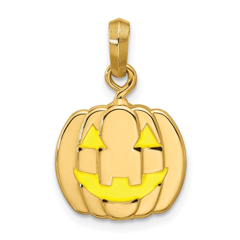 14K Gelbgold Emaillierter Kürbis-Anhänger (Jack-o'-Lantern)