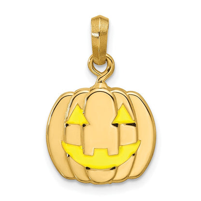 14K Gelbgold Emaillierter Kürbis-Anhänger (Jack-o'-Lantern)