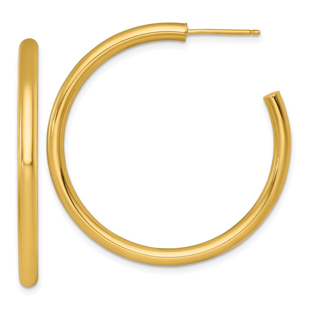 14K Gelbgold Poliert 3.0 X 40mm Röhre C-hoop Ohrstecker