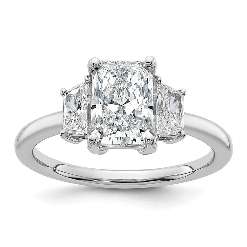 14K Weißgold 1/2 Karat Im Labor Gezüchtet Diamant Vs+ F+ Trapezoid 1 1/2 Karat Radiant Mittig Halbfassung Dreistein Verlobungsring