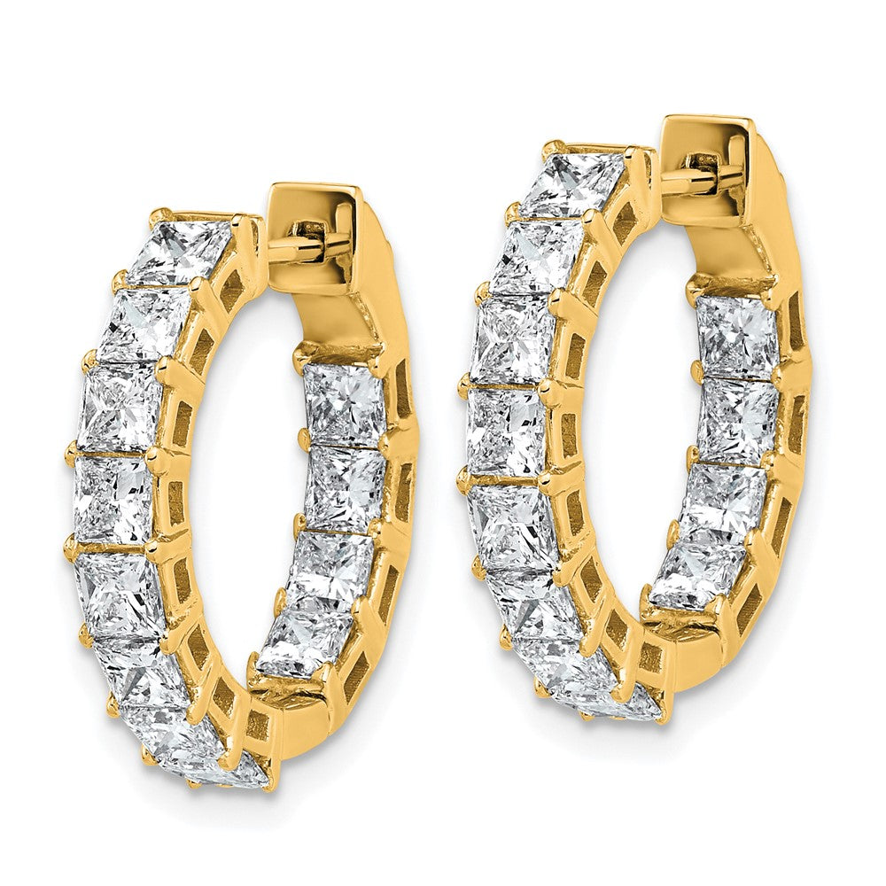 14K Gelbgold Innen/Außen Zertifizierte Im Labor Gezüchtete Diamant-Creolen mit Prinzessschliff, VS/SI FGH