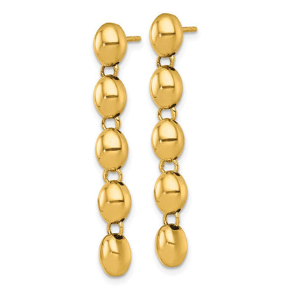 14K Gelbgold Poliert Oval Gekugelt Hängend Ohrstecker
