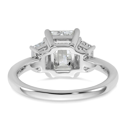14K Weißgold 3/4ct Im Labor Gezüchtet Diamant Vs+ F+ Halbfassung Smaragd Mittig Ring