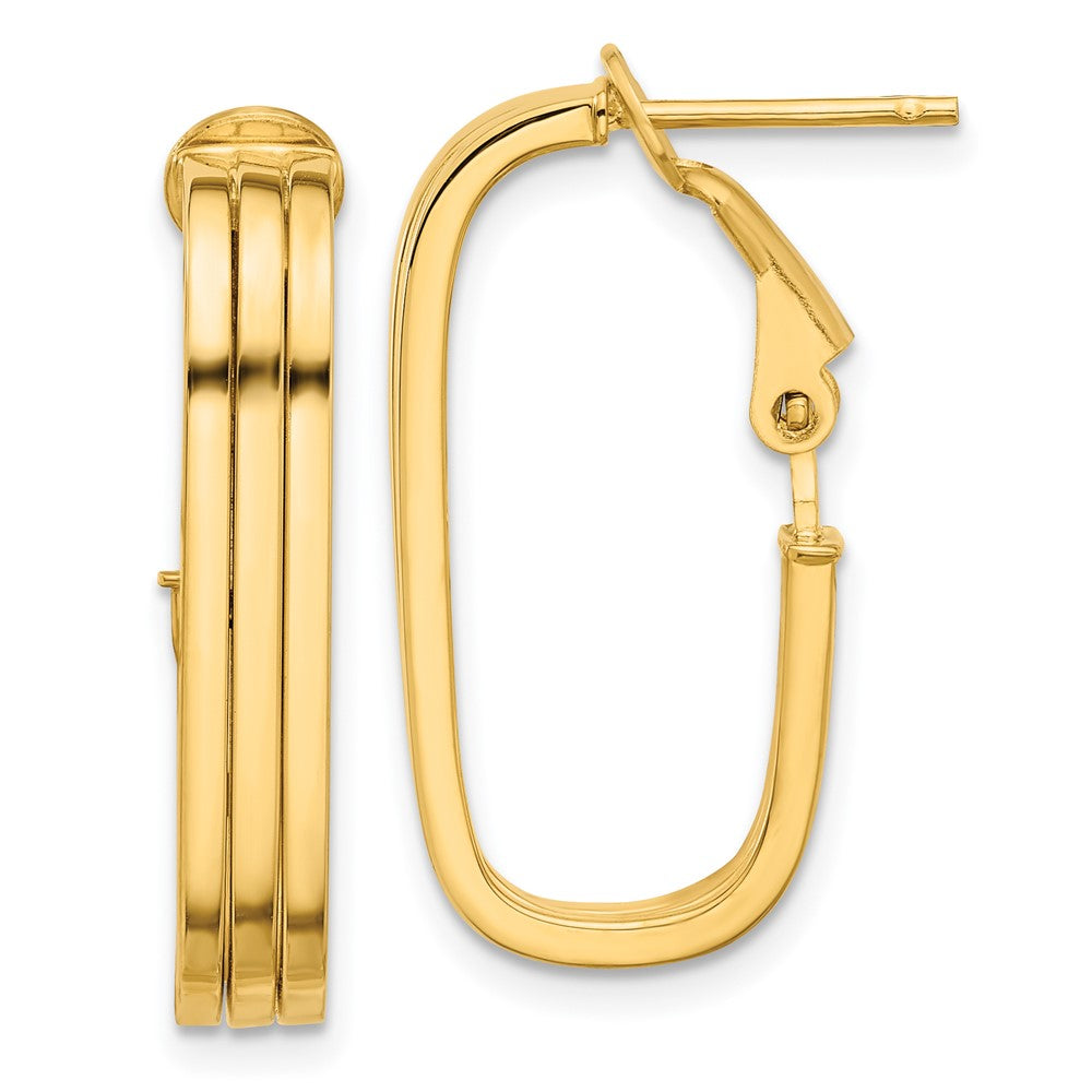 14K Gelbgold 4.4x25mm Poliert Oval Omega Rückseite Röhre Creolen
